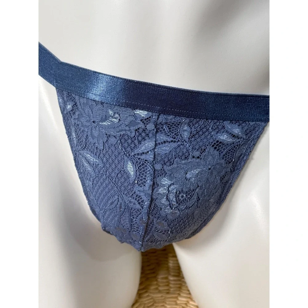 Cosabella Never Say Never Sheer Lace‎ Men's Thong Luzerne Blue NWT size M